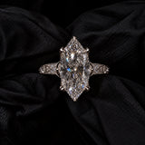 Vintage 8.0ct Marquise Cut Signature Floral Engagement Ring in Sterling Silver