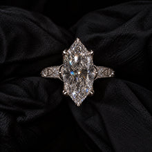 Vintage 8.0ct Marquise Cut Signature Floral Engagement Ring in Sterling Silver