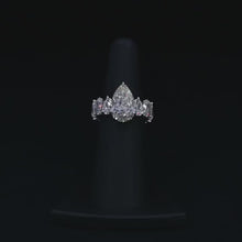 Chunky Pave Pear Cut 5.0ct Engagement Ring In Sterling Silver