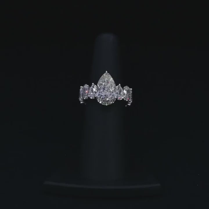 Chunky Pave Pear Cut 5.0ct Engagement Ring In Sterling Silver