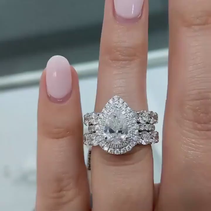 Timeless Pear Cut Bridal Set Sterling Silver