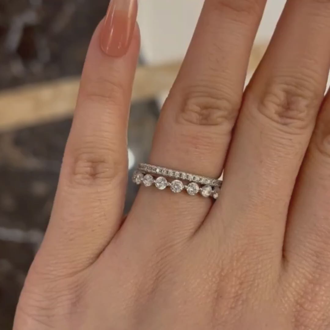 Classic Round Cut  Eternity Wedding Band In 925 Sterling Silver