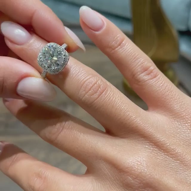 Refined Solarii Moissanite 3.0ct Round Cut 925 Sterling Pave Engagement Ring