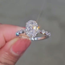 Dewdrop 2.0ct Oval Cut Petal Band Engagement Ring in Sterling Silver