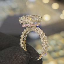 Magnificent 8.0ct Radiant Cut Chunky Eternity Band with Pink Collar Engagement Ring In Sterling Silver