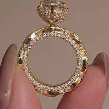 Vintage Art Deco Marquise Cut 3.0Ct Hidden Halo Twisted Pave 14K Gold Plated 925 Sterling Silver Engagement Ring