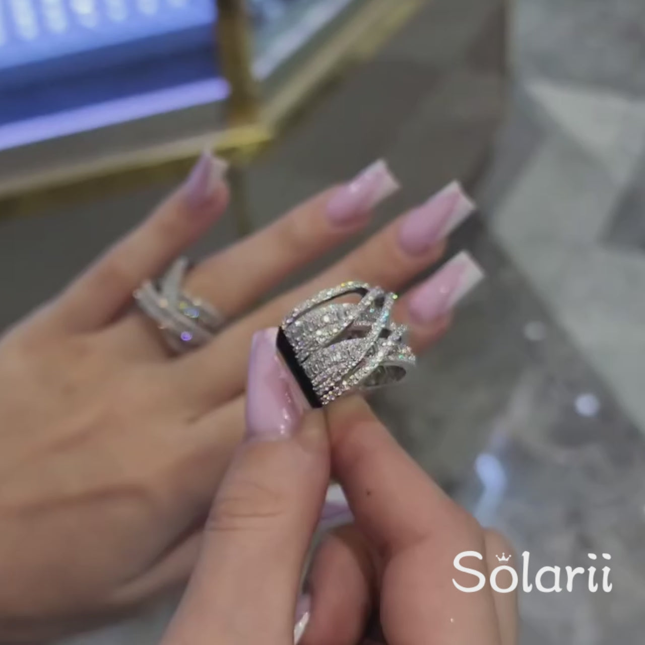 Elegant Criss Cross Pave Round Cut Wide Band Wedding Ring