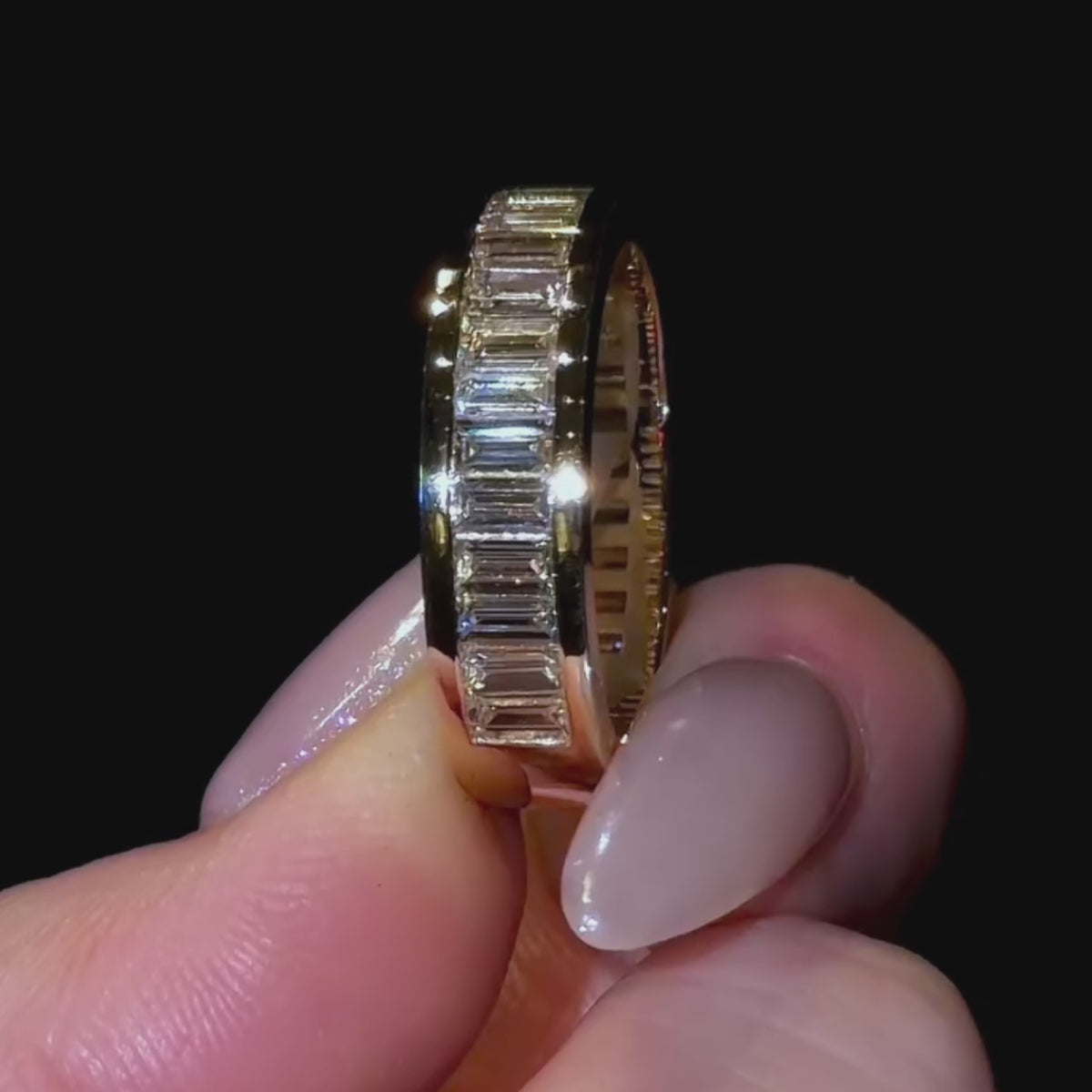 Modern Emerald Cut Channel Set Half Eternity Ring