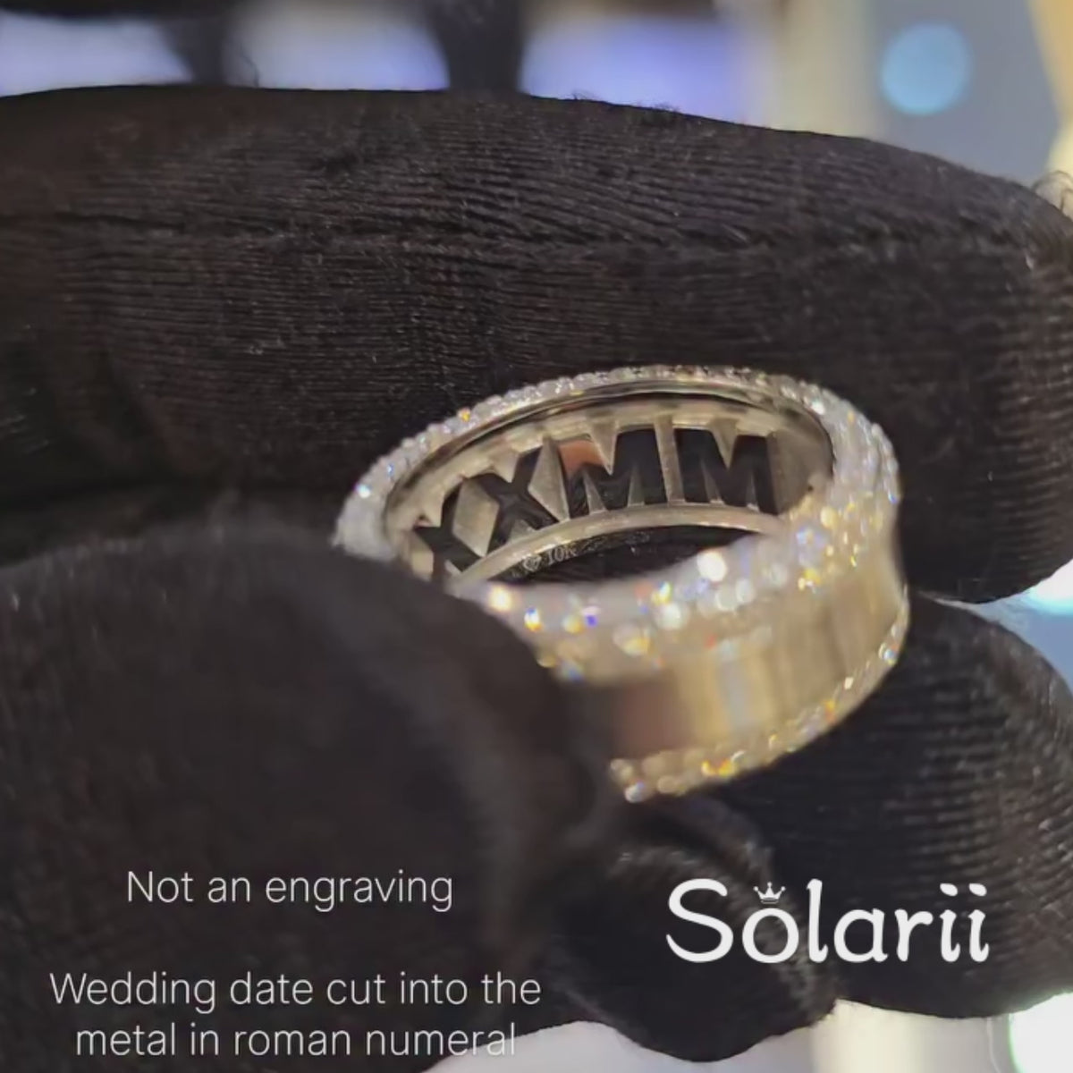 The "Sculpted Date" Solid Cut-Out Roman Numeral Band