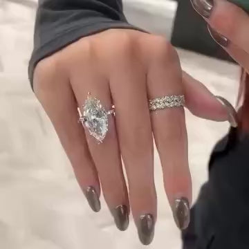 Mesmerizing Pave Marquise Cut 5.0ct Engagement Ring In Sterling Silver