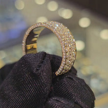 3-Row Round Brilliant Half Eternity Wide Ring