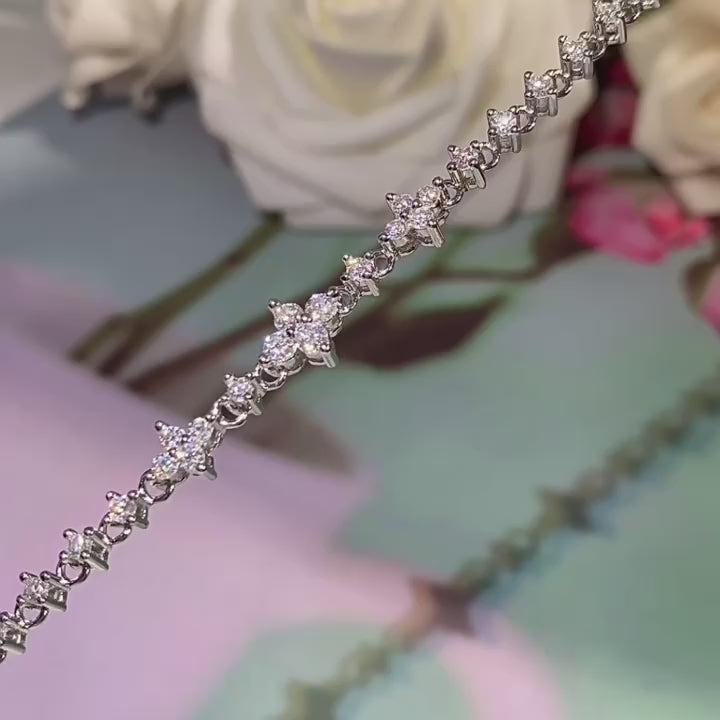 Solarii Moissanite 1.38ct Round Cut  925 Sterling Silver Bracelet