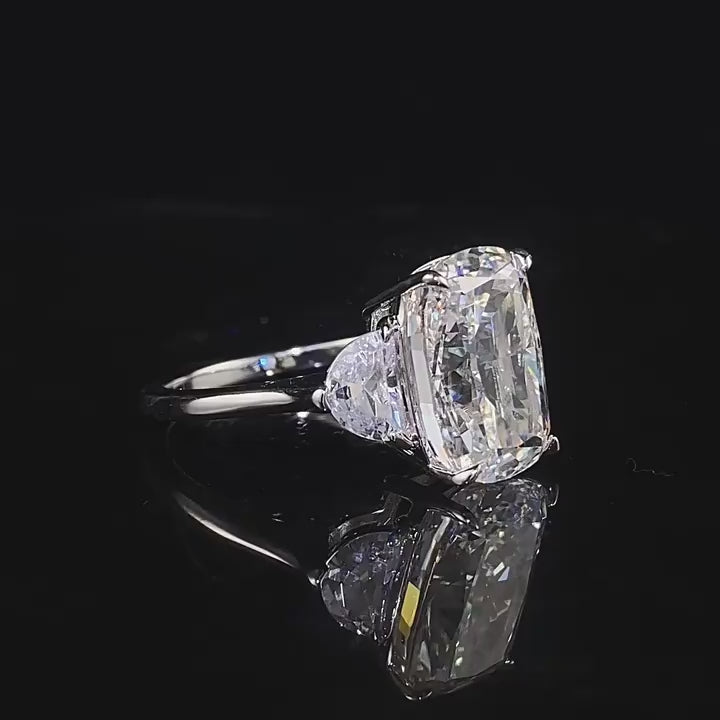 Classic Radiant Cut Three-Stone Sterling Silver Engagement Ring
