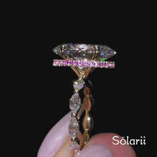 Breathtaking 5.5ct Oval Cut Marquise Bubble Band & Pink Halo Engagement Ring In Sterling Silver