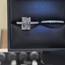 925 Sterling Silver Radiant Cut Wedding Ring Set