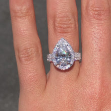 Stunning Pear Cut 4.0ct Split Shank Engagement Ring In Sterling Silver