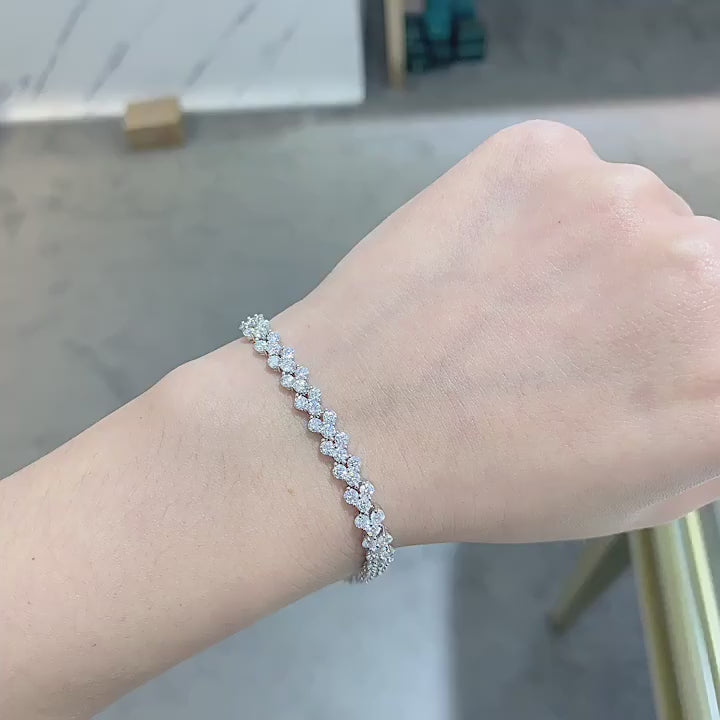 Solarii Moissanite 6.8ct Round Cut  925 Sterling Silver Bracelet