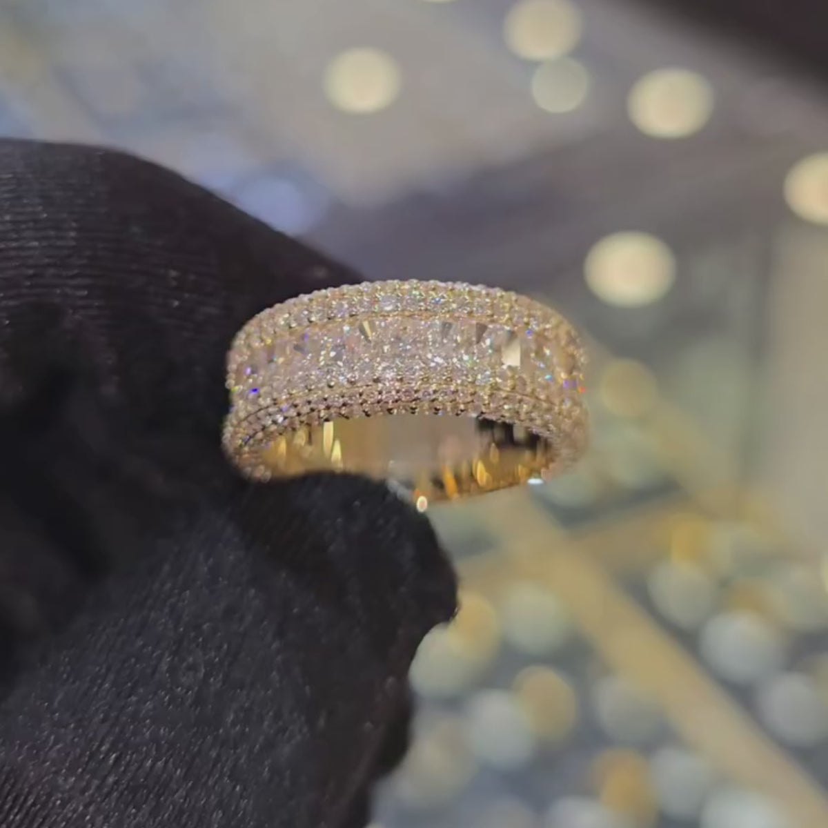Radiant Cut Multi-Row Half Eternity Wedding Band