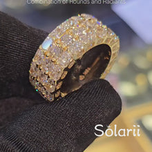 The "Monarch" Gold Multi-Row Diamond "Cigar" Statement Band