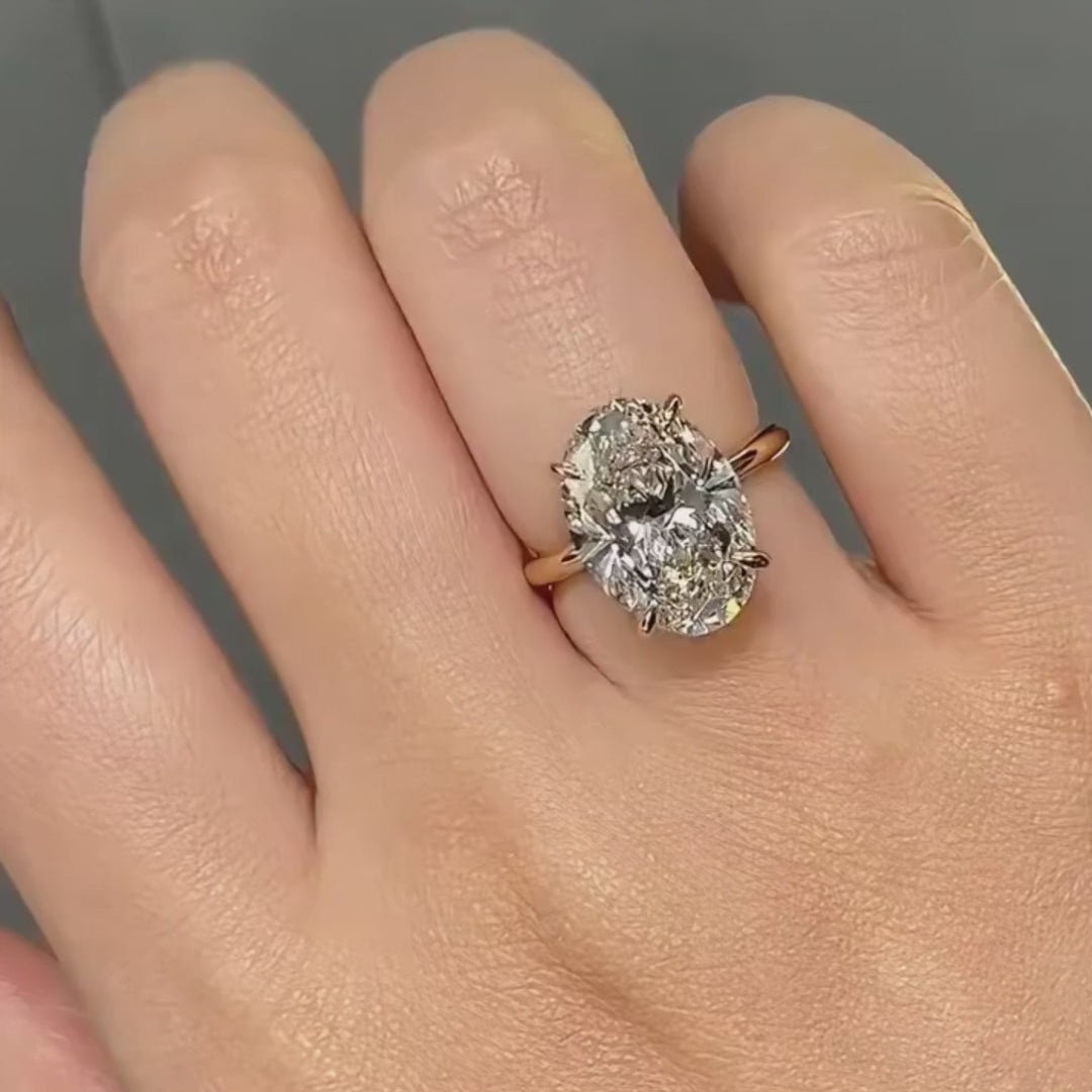 Solarii Moissanite 4.5ct Oval Cut 925 Sterling Silver Engagement Ring