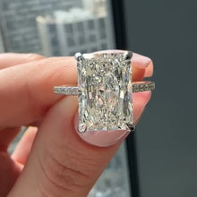 Solarii Moissanite 4.0ct Hidden Halo Radiant Cut  925 Sterling Silver Engagement Ring