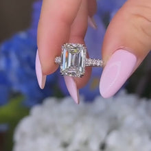 Classic Emerald Cut Solitaire Sterling Silver Engagement Ring