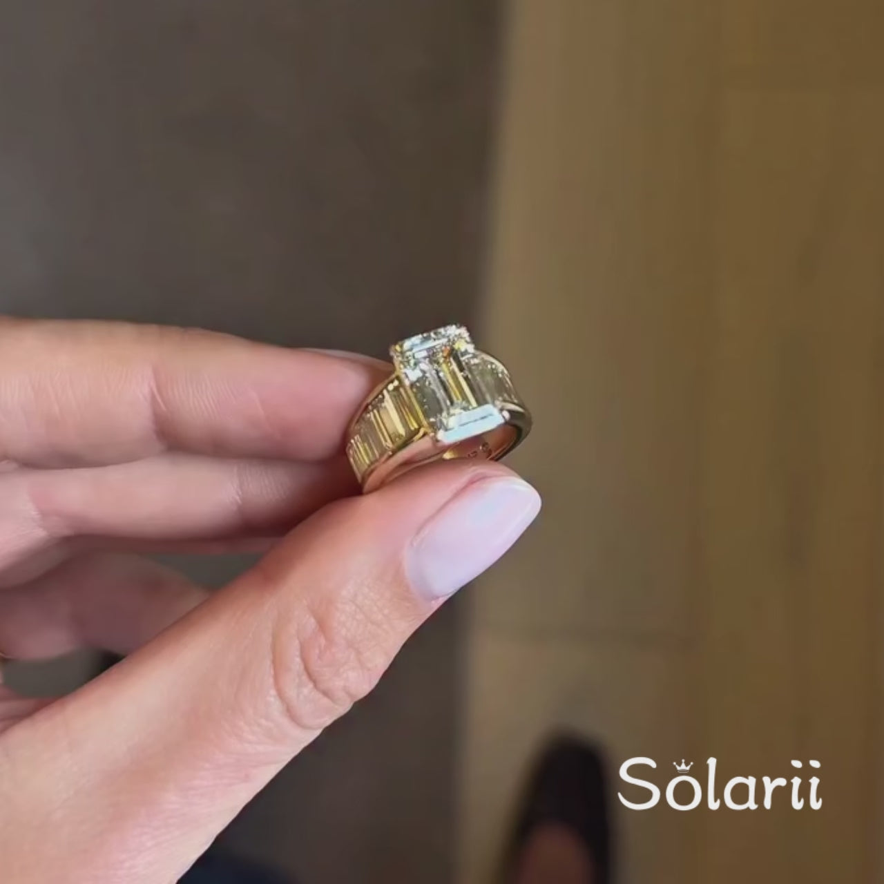 Luxurious 5.0ct Emerald Cut Baguette Band Engagement Ring