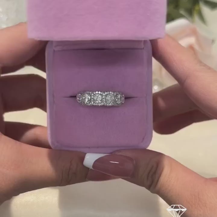 Cushion Cut Eternity Band In 925 Sterling Silver