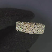 Multi-Row Radiant Cut Wide Band with Emerald Cut Edges