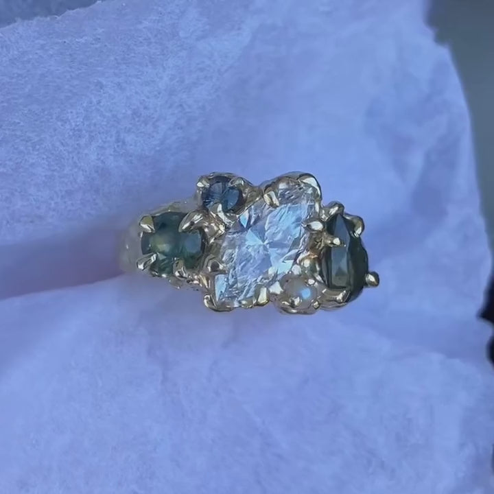 Enchanted 2.0ct Marquise Cut Colorful Cluster Ring in Sterling Silver