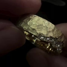 Rustic Hammered Finish Diamond River Wide Band Ring