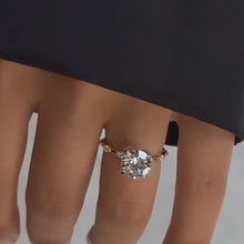 Unique Round Cut Sterling Silver Engagement Ring
