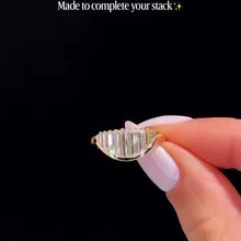 Art Deco Baguette Cut Half Moon Statement Ring
