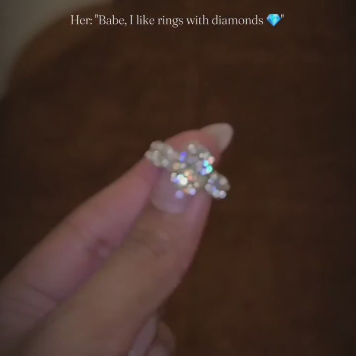 Dreamlike Oval Cut 5.0ct Engagement Ring In Sterling Silver