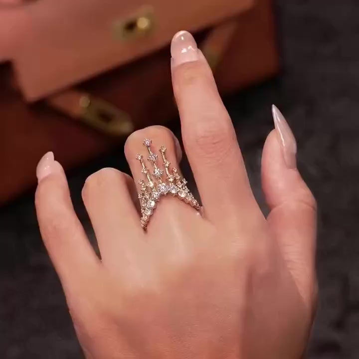 Sunburst Crown Curved Wedding Band In Sterling Silver