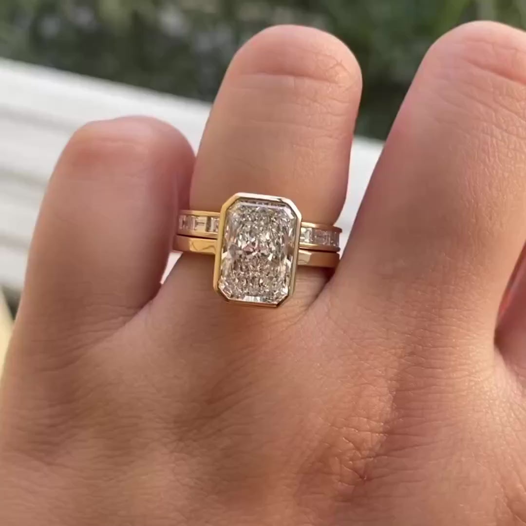 Solarii Pristine Radiant Cut Solitaire Set For Women In Sterling Silver