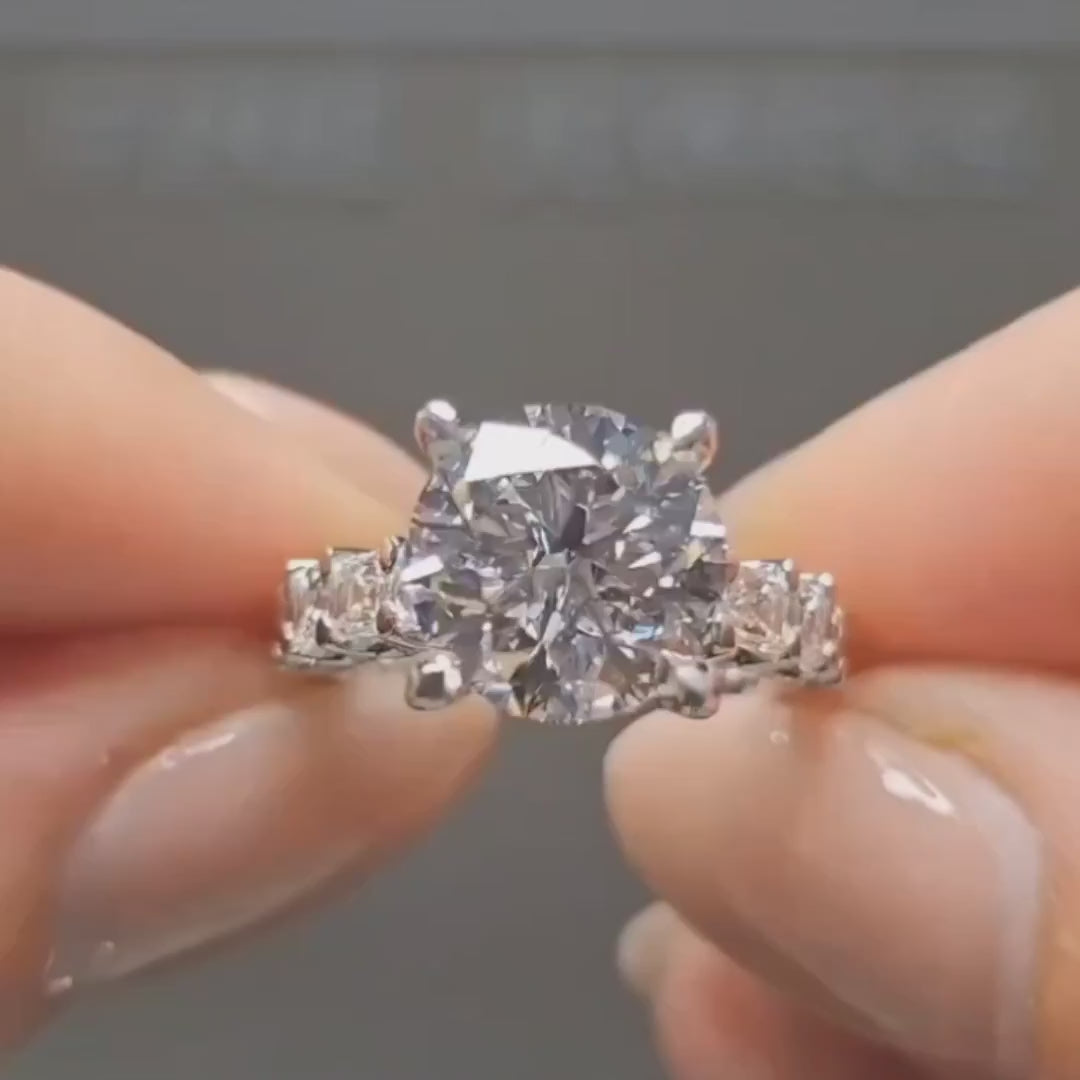 Elegant Round Cut 4.0ct Sterling Silver Engagement Ring