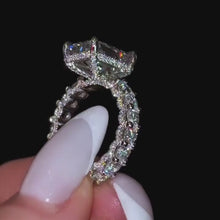 Iridescent-hued Hidden Halo Radiant Cut 5.0ct Engagement Ring In Sterling Silver