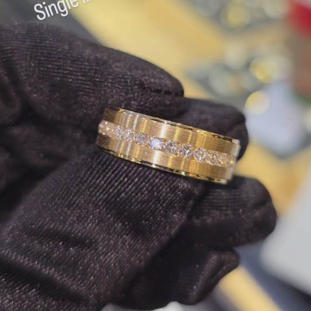 Modern Satin Finish Wide Band with Center Stones