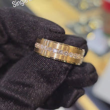 Modern Satin Finish Wide Band with Center Stones