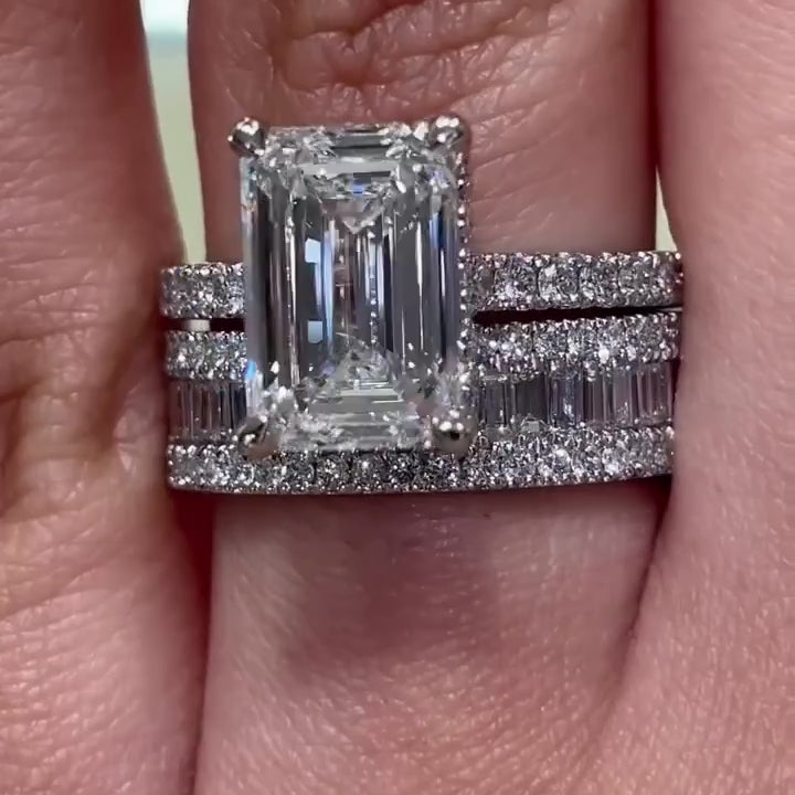 Solarii Alluring Emerald Cut Pave Set For Women In Sterling Silver