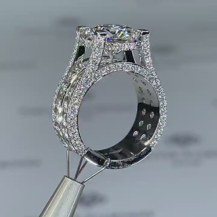 Lavish Round Cut 3.0ct Pave Engagement Ring In Sterling Silver