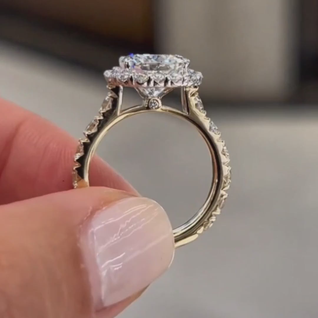 Cushion Cut 6.0ct Sterling Silver Halo Engagement Ring