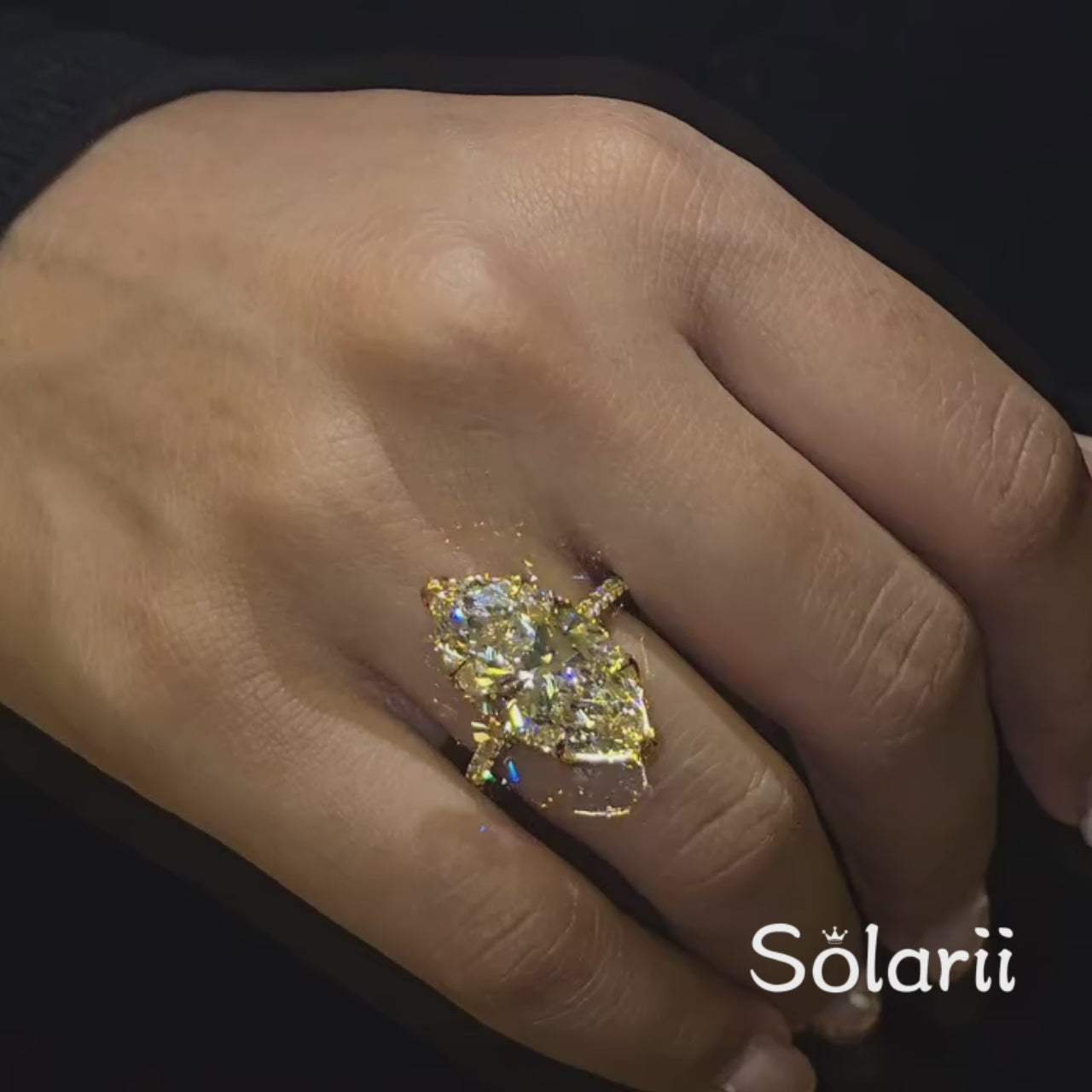 Majestic 8.0ct Marquise Cut Yellow Stone Pave Engagement Ring