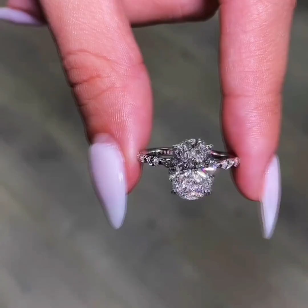 Solarii Moissanite 2.0ct Oval Cut  925 Sterling Silver Engagement Ring