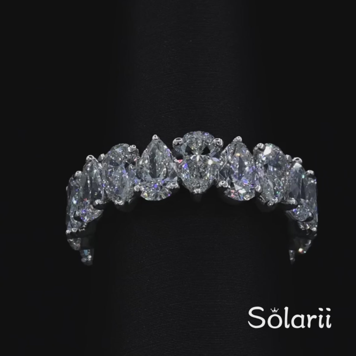 Elegant 925 Sterling Silver Pear Cut Curved Eternity Wedding Ring