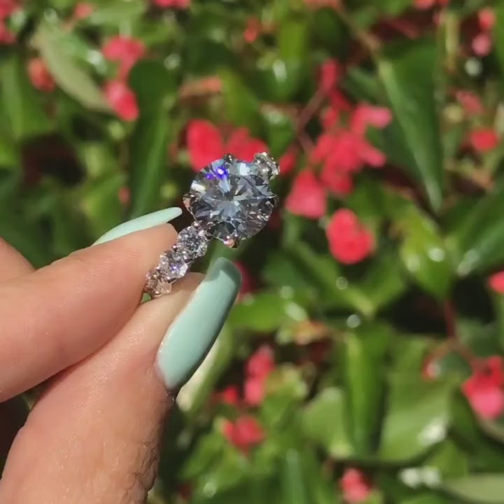 Lavish Pave Round Cut 3.0ct Engagement Ring In Sterling Silver