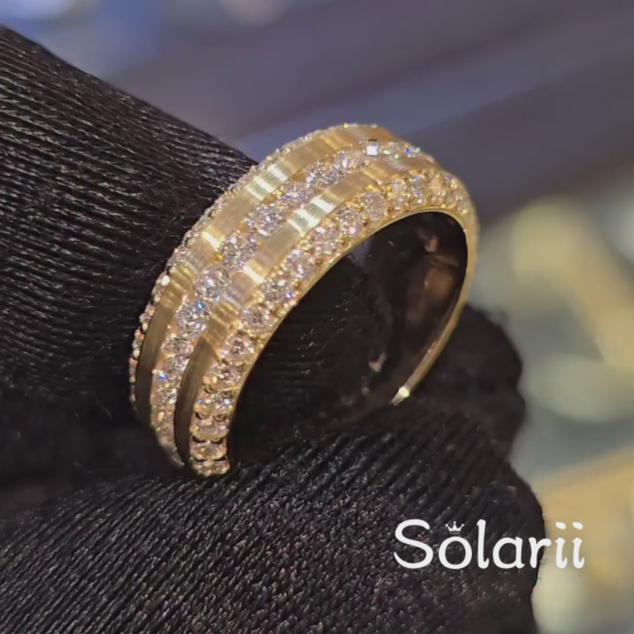 The "Equinox" Brushed & Pavé Statement Band
