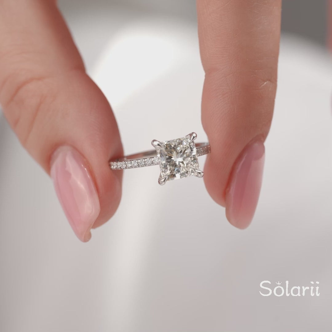 Solarii Moissanite Princess Cut  925 Sterling Sliver Engagement Ring
