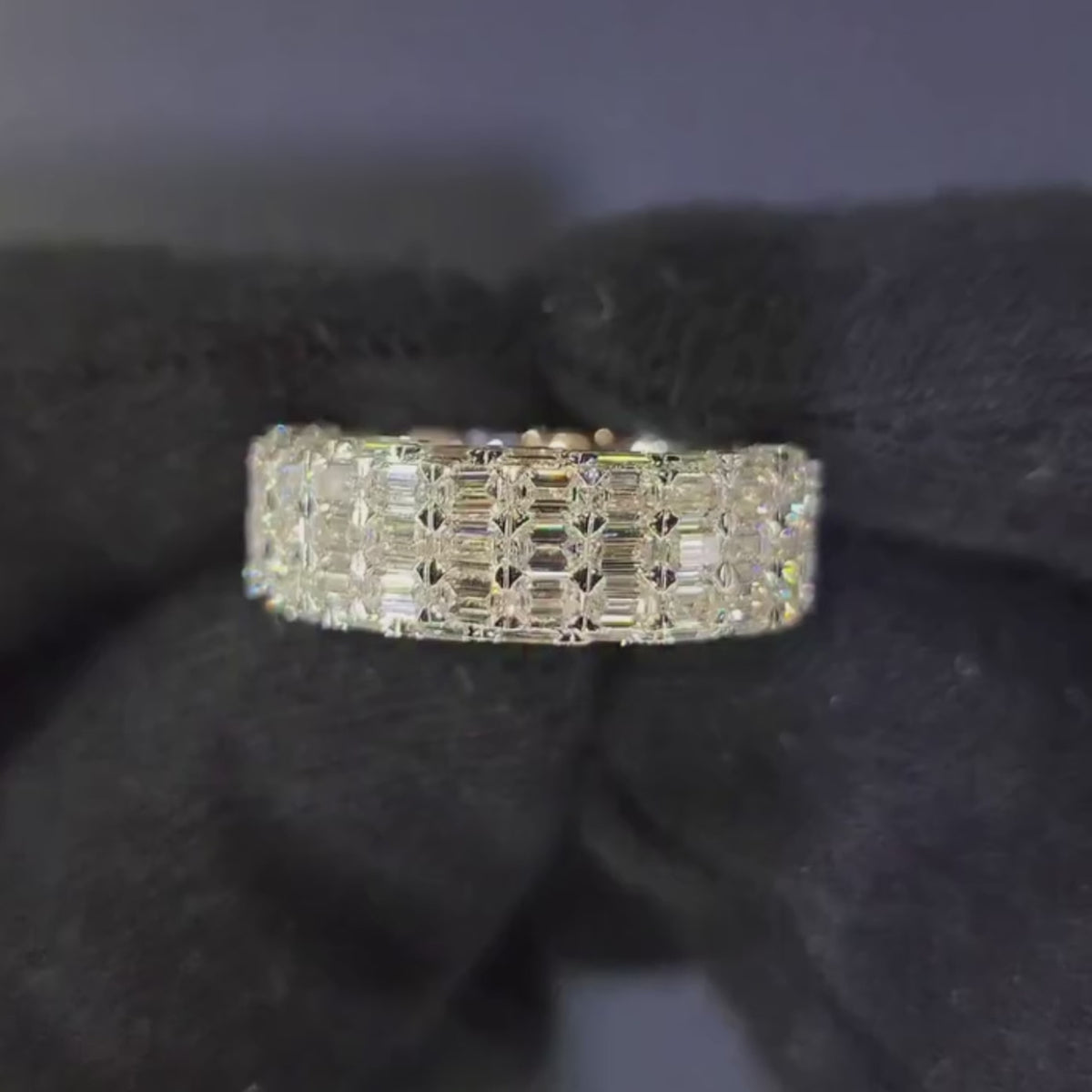 Multi-Row Emerald Cut Wide Statement Band